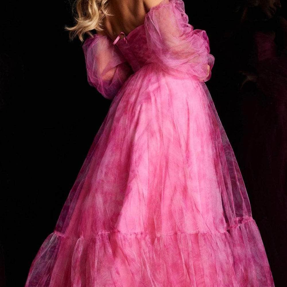 Jovani Pink Long Sleeve Gown - Picture 3 of 3